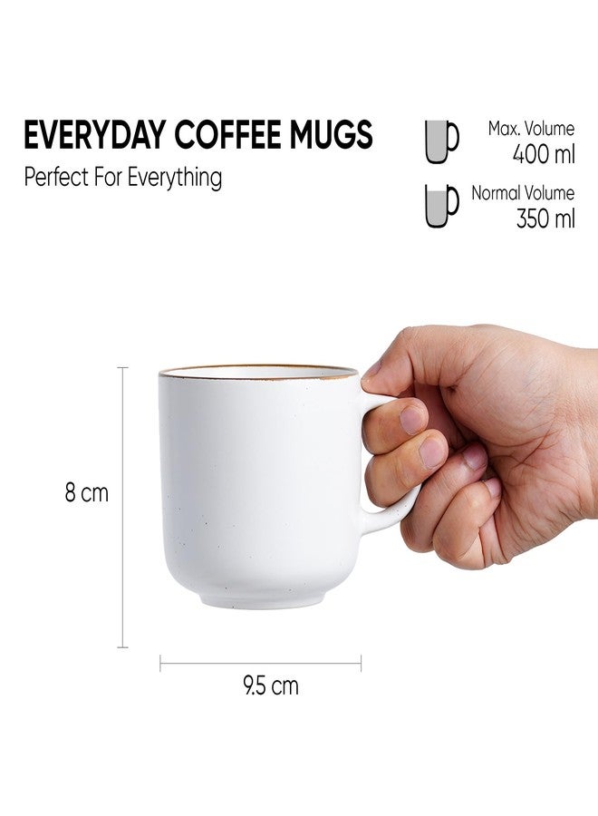 Shay أكواب قهوة شاي سيراميك، طقم من قطعتين، أبيض ياباني، 350 مل | كوب قهوة | لمسة نهائية غير لامعة | كوب قهوة بورسلين فاخر (كوب ياباني - أبيض - طقم من قطعتين) - Image 4